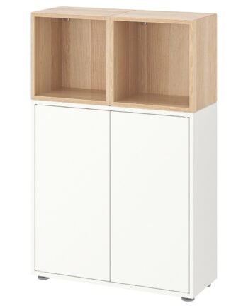 Oakfoot Combo, Cabinet combination with feet, white/white stained oak effect, 70x35x107 cm