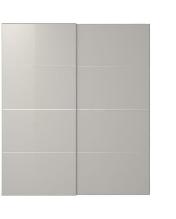 Glossgrey Slide, Pair of sliding doors, high-gloss light grey, 200x236 cm