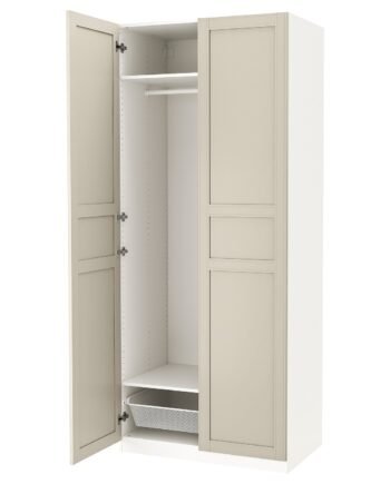 Beigevault, Wardrobe, white/light beige, 100x60x236 cm