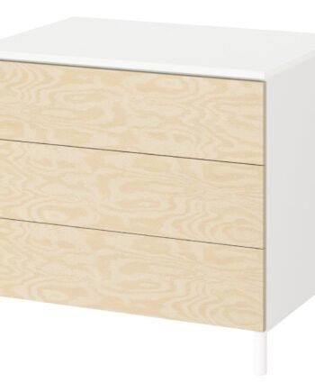 Rustidraw, Chest of 3 drawers, white/Kalbåden lively pine effect, 80x57x73 cm